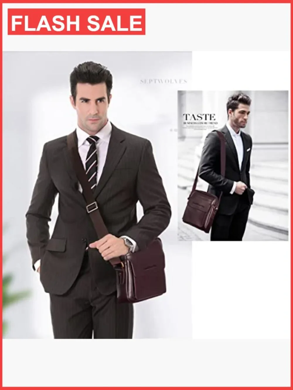 Men's Vegan Leather Crossbody Bag Messenger Shoulder Sling Satchel Work Travel